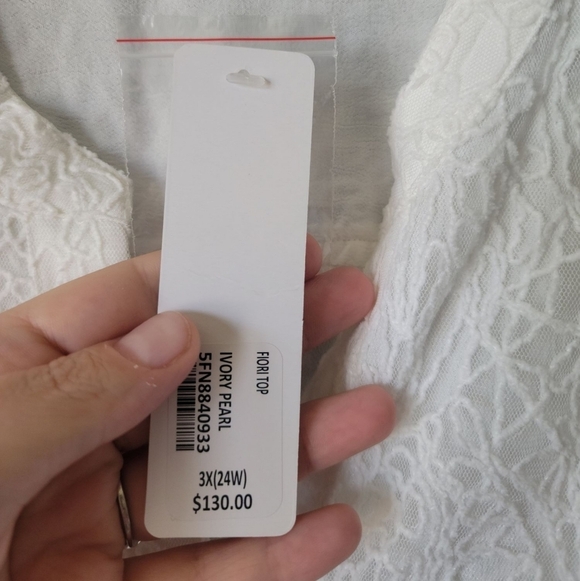 Soft Surroundings Fiori Lace Embroidered Button Front Top Ivory Pearl Women’s 3X - Picture 4 of 9